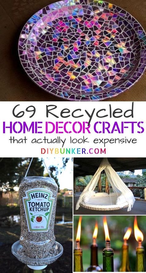 These recycled crafts are the perfect home decor if you're looking to add a personal touch to your home. #crafts #recycled #home #homedecor #diy #recycle Handcraft Ideas To Sell, Handcraft Ideas, Craft To Sell, Crafts Recycled, Recycle Crafts Diy, Diy Recycled Projects, Recycled Home Decor, Recycling Projects, Ideas To Sell