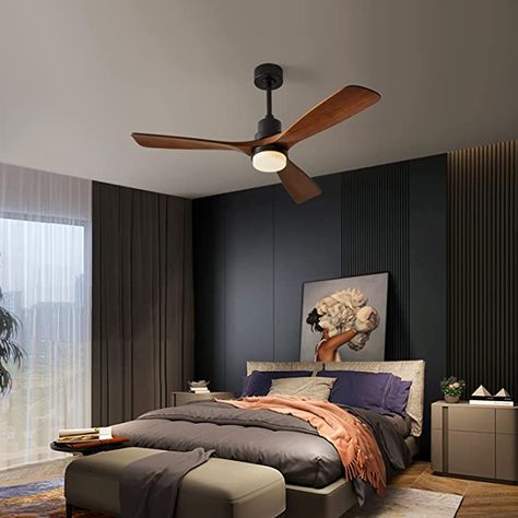 Amazon.com: Chriari Ceiling Fans with Lights, 3 Wood Fan Blades, 52" Black Classical Style Fan with Remote Control, Noiseless Reversible DC Motor for Bedroom/Living Room/Study/Porch : Tools & Home Improvement Wooden Ceiling Fans, Wood Ceiling Fans, Ceiling Fan Bedroom, Cabin Chic, Fans With Lights, Ceiling Fans With Lights, Pool Room, Best Ceiling Fans, Black Ceiling Fan