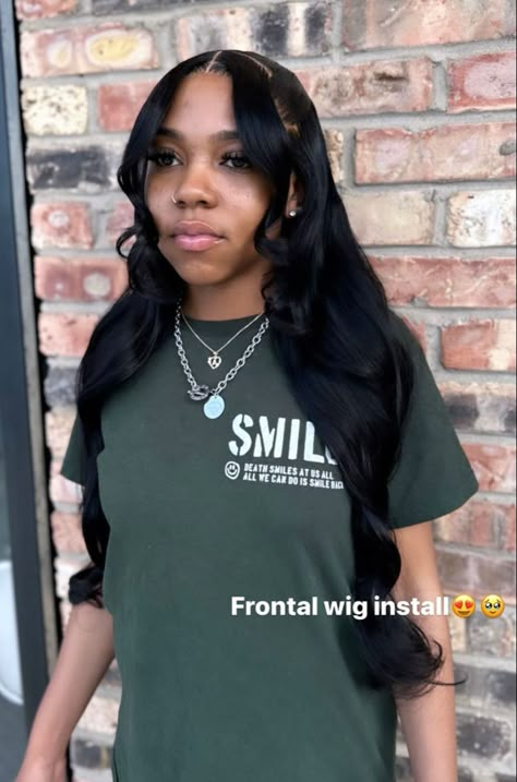 Bow Hairstyles For Black Women, Lace Front Wigs Styles Half Up Half Down, First Day Of School Hairstyles Wig, Black Girls Weave Hairstyles, Hairstyles For Black Women Sew In, Swoop Lacefront Wig, Curly Wig Hairstyles With Bow, Hair Styles On Wigs, Black Wig Install Hairstyles