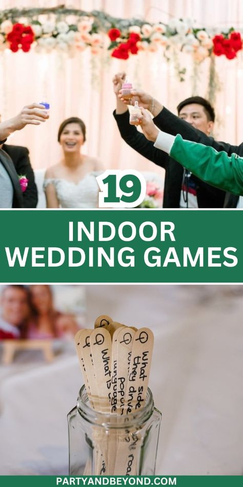 Make your wedding unforgettable with these 19 easy-to-set-up indoor wedding games! 💍 From interactive trivia and wedding bingo to photo booth challenges and couple’s quizzes, these games will keep your guests entertained and create lasting memories. Perfect for guests of all ages, these games are simple to organize, require minimal setup, and add a fun twist to your celebration. Whether you’re looking for icebreakers or a way to liven up the reception, these games are the perfect addition to your big day! #WeddingGames #IndoorWeddingFun #ReceptionGames #WeddingMemories #FunCelebration Bingo Wedding Game, Cake In The Face Wedding Game, Wedding Bingo Game, Engagement Party Games For Guests, Wedding Table Games For Guests, Wedding Activities For Guests Unique, Wedding Guest Entertainment Ideas, Wedding Day Games, Games For Wedding