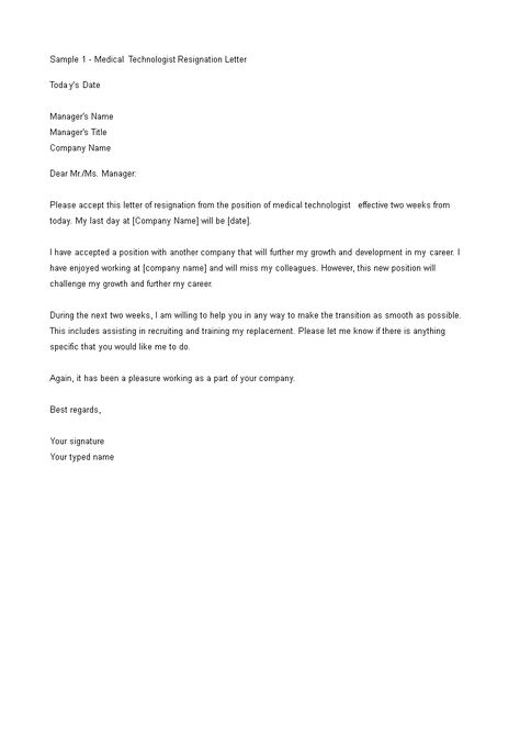 Medical Technologist Resignation Letter - How to create a Medical ...