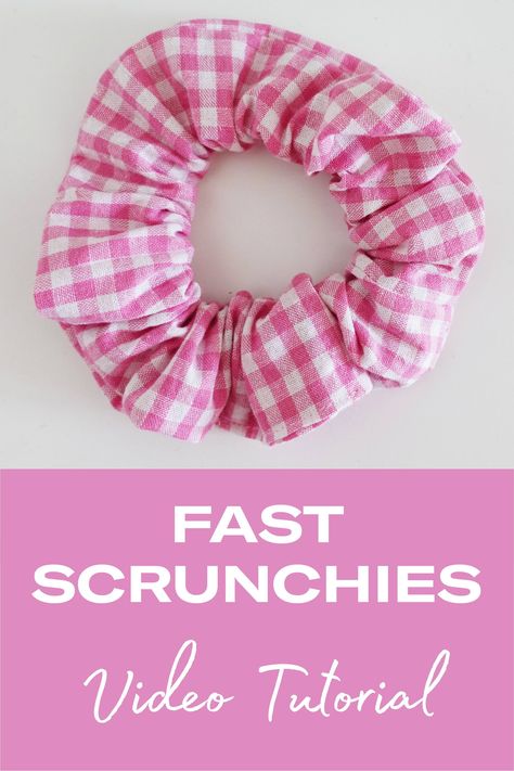 Making Hair Scrunchies, Homemade Scrunchies How To Make, Making A Scrunchie, How To Make Hair Scrunchies Tutorials, Sewing Hair Scrunchies, Scrunchie Diy Free Pattern, Scrunchie Sewing Tutorial, How To Make A Scrunchie Video, Scrunchie Tutorial How To Make