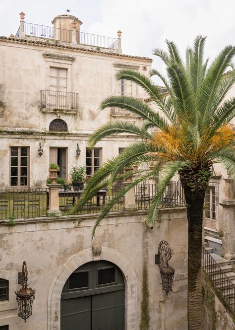 In Southeastern Sicily, Old World Architecture Meets Stunning Beaches - The New York Times Noto Sicily, Mediterranean Mansion, Villa Exterior, Sicily Travel, The Three Graces, Balcony Terrace, Italian Villa, Three Graces, Saltwater Pool