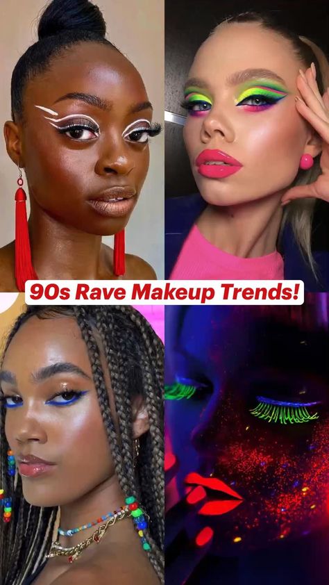 90s Rave Makeup Trends! #90smakeup Check more at https://breaknews-dac341.ingress-erytho.ewp.live/90s-rave-makeup-trends-90smakeup/ 90s Rave Makeup, 90s Rave Fashion, 1990s Rave, Rave Theme, 1960's Makeup, 1980's Makeup, 90s Rave, 90s Makeup, Diy Fashion Projects