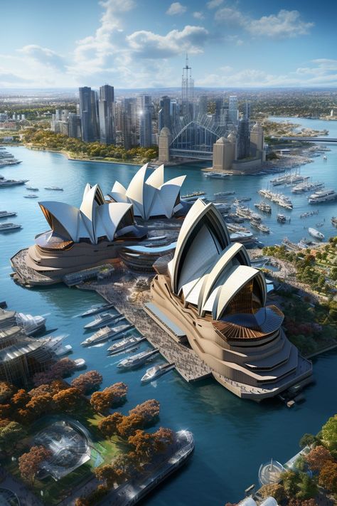 Futuristic Sydney Opera House Opera House Architecture, British Vs American, Azerbaijan Travel, Sydney Photography, Sydney House, Becky Wwe, Australia Trip, San Myshuno, Future Buildings