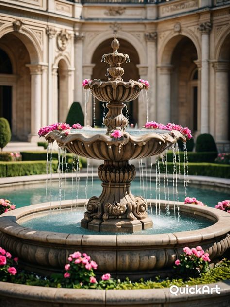 Water Fountains Aesthetic, Spanish Water Fountain, Victorian Fountain, Calypso Island, Front Yard Fountain, Spanish Fountain, Garden Fountains Outdoor, Breathtaking Architecture, Yard Fountain