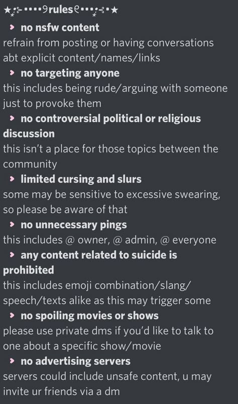 Discord Text Channels Ideas, Cute Server Names For Discord, Rules For Discord Server, Servers To Join On Discord, Discord Server Design, Discord Rules Template, Discord Server Name Ideas Aesthetic, Discord Event Ideas, Join My Discord Server