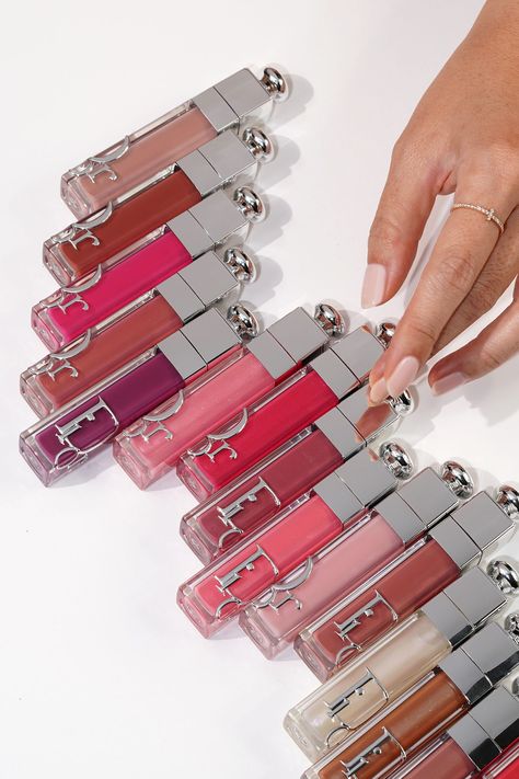 Dior Lipgloss, Dior Lip Glow, Dior Lipstick, Dior Addict Lip, Lip Swatches, Fancy Makeup, Dior Makeup, Glass Nails, Dior Beauty