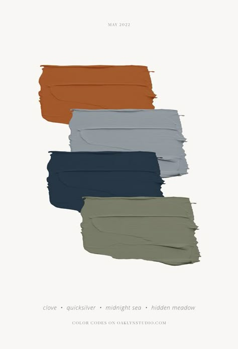 Blue Green Terracotta Bedroom, Pale Gray +blue+ Terracotta Palette, Grey Navy Orange Living Room, Blue Grey Pallet Colour Palettes, Blue Grey Color Palette Living Rooms, Navy And Earth Tone Bedroom, Navy And Orange Palette, Navy Cognac Color Palette, Men’s Colour Palette