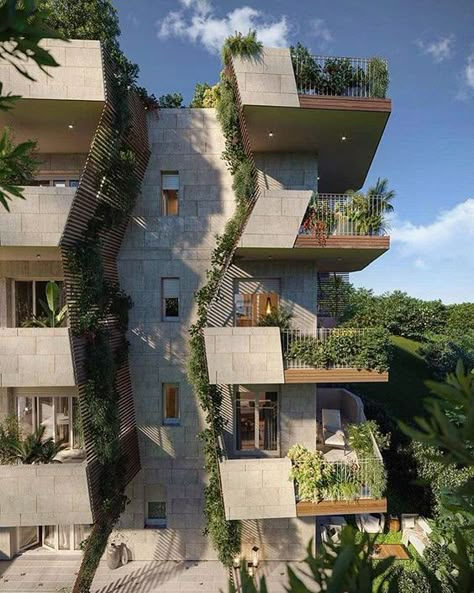 Apartment Architecture, Green Architecture, Cultural Architecture, Social Housing, Architecture Design Concept, Arch Design, Architecture Ideas, Architecture Exterior, Facade Architecture