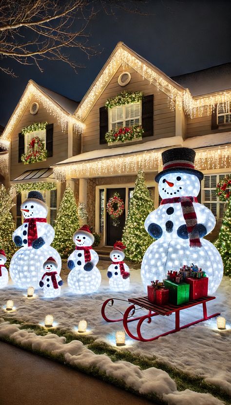 17+ Jaw-Dropping 🎄 Christmas Yard Decorating Ideas That'll Wow Your Neighbors Big Yard Christmas Decorations, Santa Sleigh Decoration Outdoor, Simple Christmas Yard Decor, Christmas Outdoor Decorating Yard, Outdoor Christmas Yard Lights, Red White Outdoor Christmas Lights, Christmas In Wonderland, Christmas Outdoor Theme Decorations, Christmas Light Yard Ideas