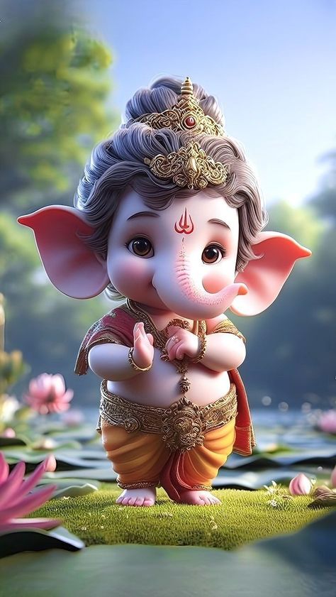 Ganesha Art Illustration, Photos Of Ganesha, Ganpati Bappa Wallpapers, Ganpati Bappa Photo, Ganesh Art Paintings, Baby Ganesha, Cute Mobile Wallpapers, Ganesh Photo, Lord Ganesha Paintings