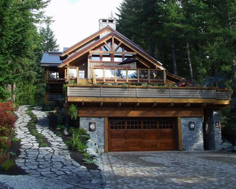 Garage Built In To Hillside Home Design Ideas, Pictures, Remodel and Decor Hillside Garage, House Built Into Hillside, Hillside Homes, Contemporary Entryway, Contemporary Stairs, Contemporary Door, Hillside House, Contemporary Building, Contemporary Hotel