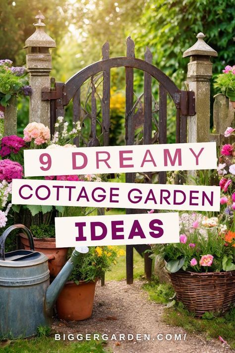 Enhance your cottage garden with these nine captivating ideas that are sure to inspire. Click to read the full article and follow us for more gardening delights! Terraced Cottage Garden, Pinterest Garden Ideas, Front Cottage Landscaping, Cottage Landscape Front Yard, Country French Garden Ideas, Beautiful Home Landscapes, Charming Garden Ideas, Garden Plant Design Ideas, Easy Garden Wall