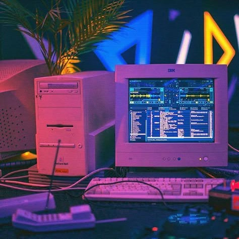 Retro Futurism Aesthetic, Old Computer, Nostalgic Aesthetic, Tech Aesthetic, New Retro Wave, 80s Aesthetic, 80s Vibes, Vaporwave Aesthetic, Neon Aesthetic