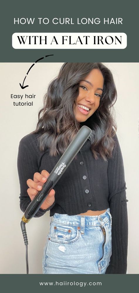 Best Way To Curl Long Hair With Wand, Beachwave Curls With Flat Iron, Wavy Curls With Flat Iron, Using A Straightener To Curl Hair, How To Get Wavy Curls With Flat Iron, Flatiron Curls Long Hair, How To Curl Hair With Flat Iron Video, Hair Curling Techniques With Flat Iron, Best Flat Iron For Curling