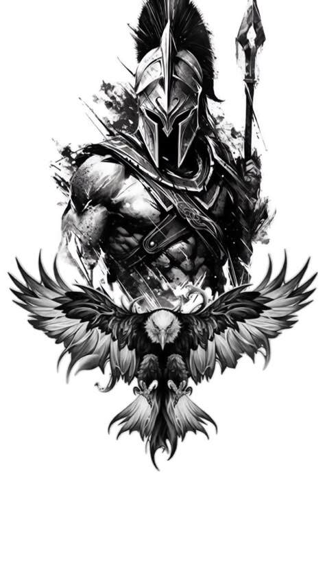 Gladiator Back Tattoo, Spartan Tattoo Designs Men, Warrior Tattoos Design, Ares Tattoo Design, Gladiator Tattoos, Warrior Tattoo Ideas, Spartan Warrior Tattoo, Warrior Tattoo Design, Spartan Design