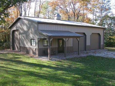 Steel Garage Buildings, Pole Barn Shop, Metal Shops, Diy Pole Barn, Pole Barn Builders, Metal Houses, Metal Pole Barns, Pole Barn Ideas, Garage Inspiration