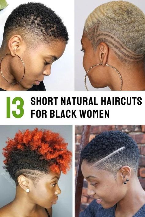 Explore 13 trending short natural haircuts for Black women, from the chic "Teeny Weeny Afro" to bold buzzed cuts with unique designs. These styles celebrate natural beauty and individuality. #ShortNaturalHair #BlackWomenHaircuts #NaturalHairStyles #TWA #BuzzCutStyles #CurlyHair #HairInspo #NaturalHairCommunity #BlackGirlMagic #HairGoals Short Afros For Women Natural Hair, Short 4c Haircuts Black Women, Short Haircuts For Natural Hair, Short Natural Cuts For Black Women, Natural Hair Styles For Black Women Short, Short Natural Haircuts For Black Women, Black Woman Natural Hairstyles, 4c Pixie Haircut, Short Tapered Natural Hair