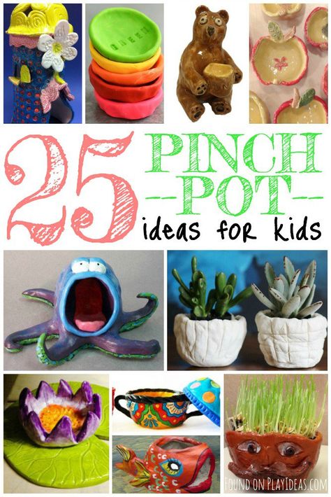 pinch pot ideas for kids                                                       … Pinch Pot Ideas, Clay Pinch Pots, Clay Projects For Kids, Classe D'art, Clay Lesson, Clay Crafts For Kids, Kids Clay, Pinch Pot, Air Dry Clay Projects