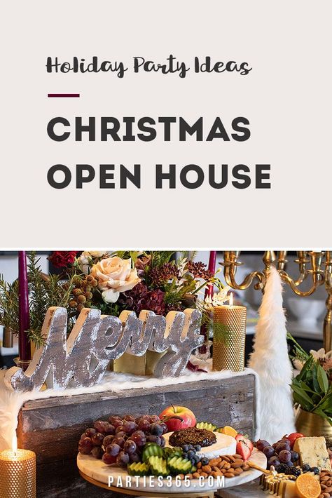 Want to throw a holiday or Christmas party at home for your friends and family and need ideas? This warm, cozy Christmas Open House is full of festive inspiration for decorations, food, drinks and more! Christmas Open House Menu, Holiday Party Potluck, Christmas Open House Ideas, Vintage Christmas Invitation, Christmas Party At Home, Housewarming Food, Christmas Open House Invitations, Warm Cozy Christmas, Hosting Christmas Party