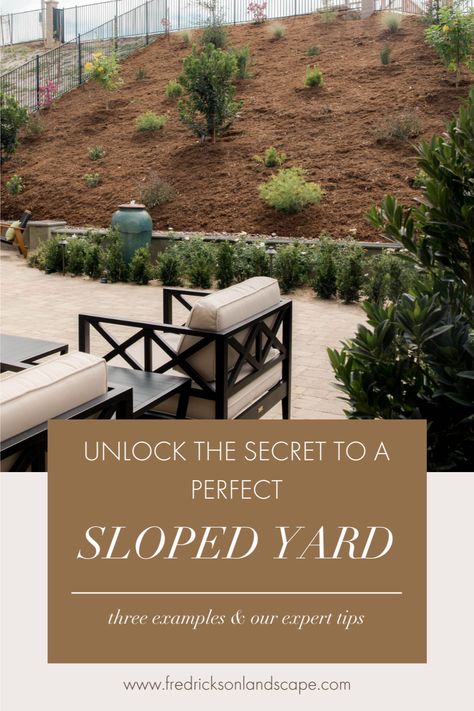 Are you tired of that unattractive and underutilized backyard slope? It's time to transform it into a stunning focal point of your outdoor space! Follow along as we uncover three incredible examples of how a backyard slope can become an eye-catching and functional addition to your home's exterior. Backyard Landscaping With Hillside, Sloped Backyard With Retaining Wall, Tiered Sloped Landscaping, Diy Sloped Garden, Sloping Lot Landscaping, Backyard Downhill Slope, Steep Hill Backyard Ideas, Simple Hillside Landscaping Ideas, House At Bottom Of Hill Landscaping