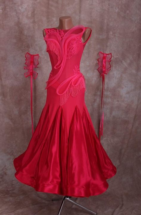 Red Ballroom Dress, Red Ballroom Dresses, Waltz Dresses, Smooth Dance Dresses, Ballroom Dress Inspiration, Ballroom Standard Dress, Ballroom Dance Competition Dress, Waltz Dress, Dancesport Dresses