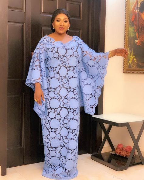 563 Likes, 4 Comments - Zanzeespabeautynstyle (@zanzeespabeautynstyle) on Instagram: “Blue can do the magic! Just trust me 😉🥰 Shop this amazing look…” Bubu Gown Lace Styles, Aso Ebi Lace Styles 2022, Kaftan Lace Styles, Boubou Styles For Ladies, Bubu Gown Styles Lace, Lace Bubu, Gown Styles For Women, Kaftan Lace, Asoebi Gown Styles