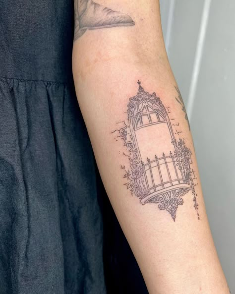 gothic window for zareth 🖤 i just want to live here forever ✨Done at @angelkissesstudio 💫DM for August . . . #tattoo #latattooartist… | Instagram August Tattoo, Goth Architecture, Window Tattoo, Victorian Tattoo, I Just Want To Live, Architecture Window, Stained Glass Tattoo, Dna Tattoo, Gothic Window