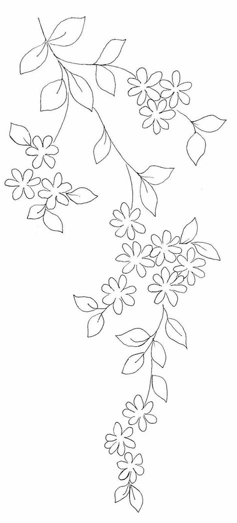 Floral Embroidery Patterns, Pola Sulam, Embroidery Patterns Vintage, Brazilian Embroidery, Embroidery Flowers Pattern, Embroidery Saree, Embroidery Patterns Free, Simple Embroidery, Silk Ribbon Embroidery