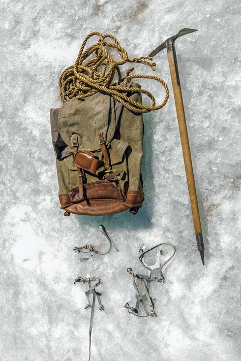 #outdoors Ice Climbing Gear, Mountain Climbing Gear, Vintage Climbing, Mountains Of Madness, Climbing Equipment, Icefields Parkway, Mountain Gear, Mountaineering Gear, Climbing Gear