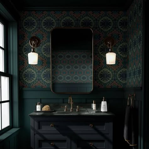 25 Photo-Ideas to Embrace Dark and Moody Colours for Your Bathroom Small Downstairs Toilet, Indigo Wallpaper, Dark Bathrooms, Downstairs Loo, Country Retreat, Downstairs Toilet, Bad Design, Downstairs Bathroom, Blue Bathroom