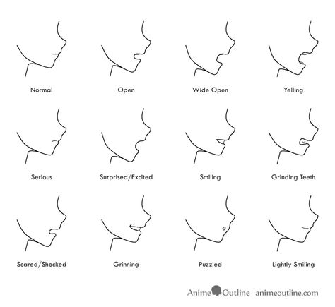 12 anime mouth side view drawings Side View Drawing, Drawing Face Expressions, Mouth Drawing, Body Drawing Tutorial, Seni Dan Kraf, Drawing Expressions, Character Sketches, Eye Tutorial, Anime Drawings Tutorials