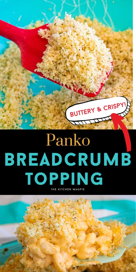 Topping For Mac And Cheese, Panko Bread Crumbs Recipe, Panko Recipes, Turkey Sides, Baked Casseroles, Crumb Topping Recipe, Velveeta Mac And Cheese, Cooking Substitutes, Food Recipe Videos