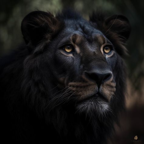 Black Lioness, Black Lion Art, Lion Aesthetic Female, Lion Aesthetic, Black Lion Aesthetic, Melanistic Lion, Lion Aesthetic Dark, Dark Maned Lion, Lion Aesthetic Black And White