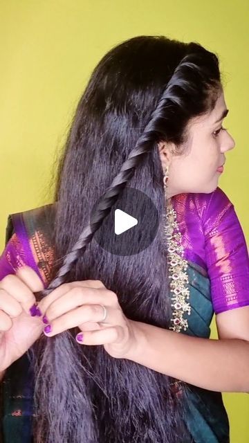 Hair Styles For Long Hair Traditional, Hairstyle On Half Saree, Gold Hair Clips Hairstyles, Half Saree Hairstyles For Long Hair, Hair Styles For Saree Look, Traditional Hairstyle For Kids, Easy Hairstyles On Saree, Hair Styles For Traditional Indian Wear, Hairstyles For Half Saree Function