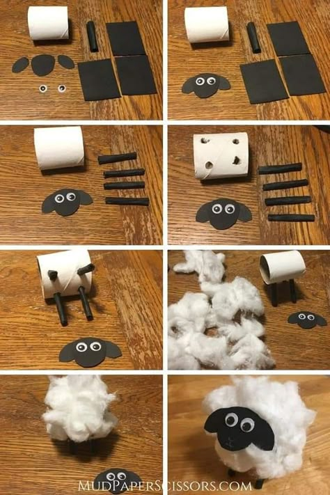 Sheep Crafts For Preschoolers, Sheep Craft, Lamb Craft, Sheep Crafts, Toilet Paper Crafts, Rainy Day Crafts, Bible Crafts For Kids, Toilet Paper Roll Crafts, Church Crafts