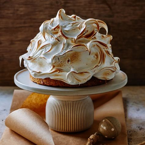 Gingerbread And Whisky Bombe Alaska Recipe | Home Beautiful Whisky Desserts, Bombe Alaska, Classic Christmas Dessert, Ginger Nut Biscuits, Toasted Meringue, Honey Ice Cream, Ginger Cake, Ginger Nut, Gingerbread Cake