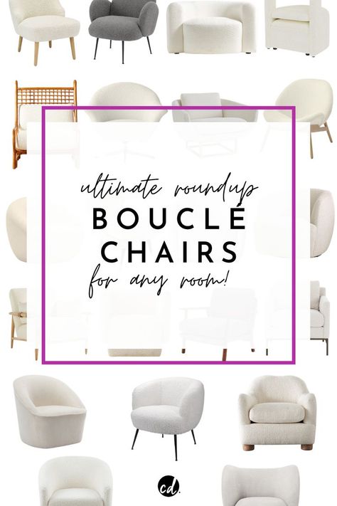 The best roundup for boucle chairs including armchairs and swivels! Warm Minimalism Interior, Boucle Chairs, Boucle Accent Chair, Armchairs Living Room, Home Styling Ideas, Warm Minimalism, Bear Chair, Decor Tips And Tricks, Chair Options