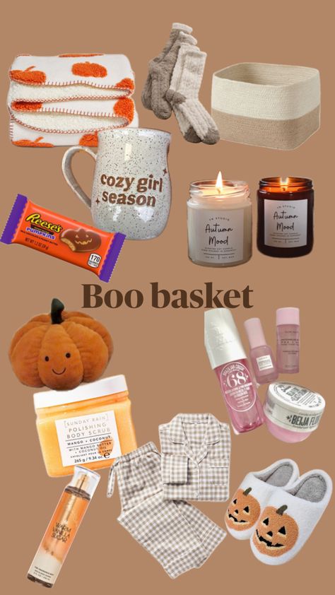 Boo Basket gift ideas for friends, girlfriend, woman Boo Basket Ideas For Girlfriend, Boo Basket Ideas For Best Friend, Boo Basket Ideas, Secret Santa Ideas, Basket Gift Ideas, Santa Ideas, Boo Basket, Mango Coconut, Basket Gift