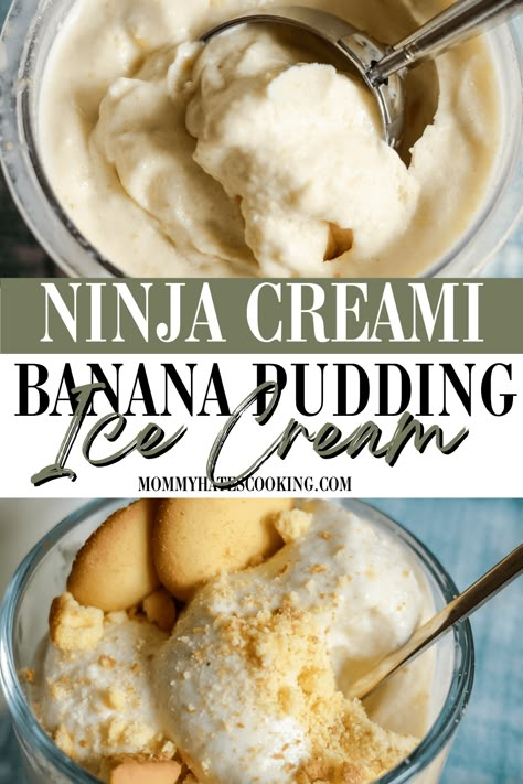 Use your Ninja Creami to make Ninja Creami Banana Pudding Ice Cream, this ice cream is easy to make gluten-free too! Pudding Ice Cream Recipe, Healthy Banana Pudding, Creami Deluxe Recipes, Ninja Ice Cream Recipes, Ice Cream Maker Recipes Healthy, Banana Pudding Ice Cream, Ninja Creami Recipe, Ninja Creami Ice Cream Recipes, Ninja Ice Cream Recipe