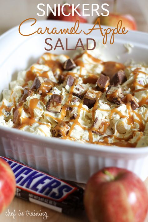 Snickers Caramel Apple Salad, Easy Bbq Side Dishes, Caramel Apple Salad, Snicker Apple Salad, Side Dishes For Salmon, Dessert Oreo, Steak Side Dishes, Bbq Side Dishes, Caramel Desserts