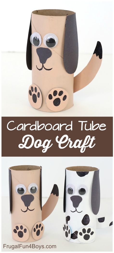 Paper Roll Dog Craft - Super fun craft for kids! Very simple supplies that you probably have on hand. #kidscrafts #craftsforkids #dogcraft #dogs Cats Crafts, Puppy Crafts, Toilet Paper Roll Craft, Dog Craft, Roll Craft, Toilet Paper Crafts, Hand Crafts For Kids, Toilet Paper Roll Crafts, Toilet Paper Rolls