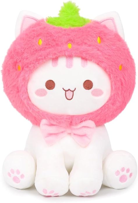 Amazon.com: Mikchocho Cute Strawberry Cat Plush Toy 10" Kawaii Kitten Stuffed Animal, Cat Strawberry Plushie Pillow Gift for Kids : Toys & Games Cute Cat Plushies, Cutecore Toys, Sheep Plushies, Cute Accessories Kawaii, Strawberry Plushie, Kawaii Stuffed Animals, Cat Strawberry, Plushie Pillow, Cat Plushies