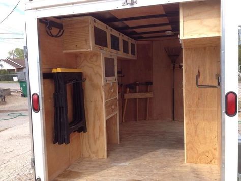 Picture of Trailer Workshop, Trailer Shelving, Enclosed Cargo Trailers, Trailer Organization, Work Trailer, Cargo Trailer Conversion, Mobile Workshop, Van Racking, Mission Trips