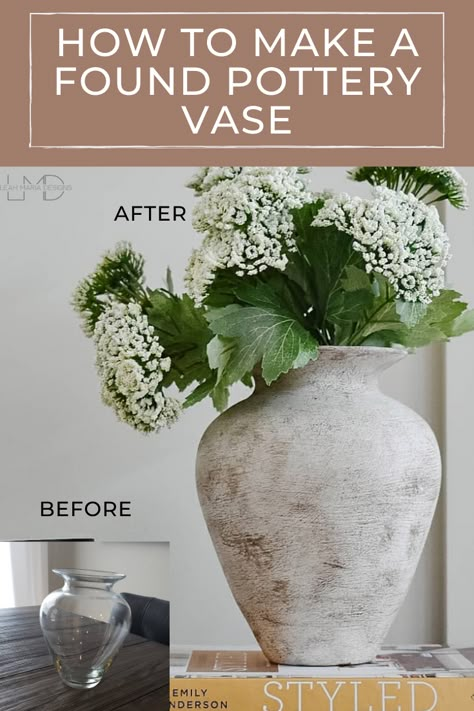 Turning a Glass Vase Into Antique Pottery. | Leah Maria Designs Diy Vase Decor, Diy Painted Vases, Vasos Vintage, Antique Pottery, Diy Pottery, Painted Vases, Diy Vase, Pottery Vase, Diy Projects To Try