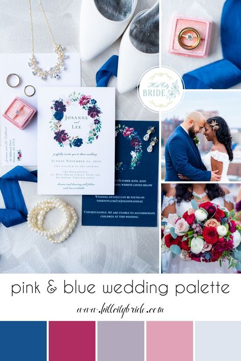 Shades Of Blue And Pink Wedding, Fuschia And Navy Blue Wedding, Raspberry And Blue Wedding, Royal Blue And Blush Pink Wedding Theme, Wedding Color Palette Pink And Blue, Royal Blue And Pink Wedding Theme, Pink And Royal Blue Wedding, Deep Pink Wedding, Wedding Pallettes