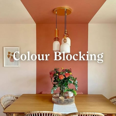 colour blocking allows you to add creativity to any space effortlessly Painting Feature Wall, Colour Blocking Interior, Colour Combinations Interior, Painted Feature Wall, Wall Paint Inspiration, Rachel Bloom, Dining Room Wall Color, Bold Living Room, Wall Color Combination