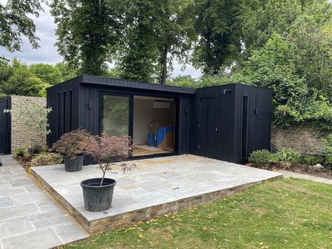 Ealing - Sonia Corrugated Garden Room, Shed To Office Conversion Diy, Studio Garden Room, Shed Granny Flat, Garden Cabin Ideas, Garden Outbuilding Ideas, Garden Shed Office, Garden Games Room, Modern Garden Shed