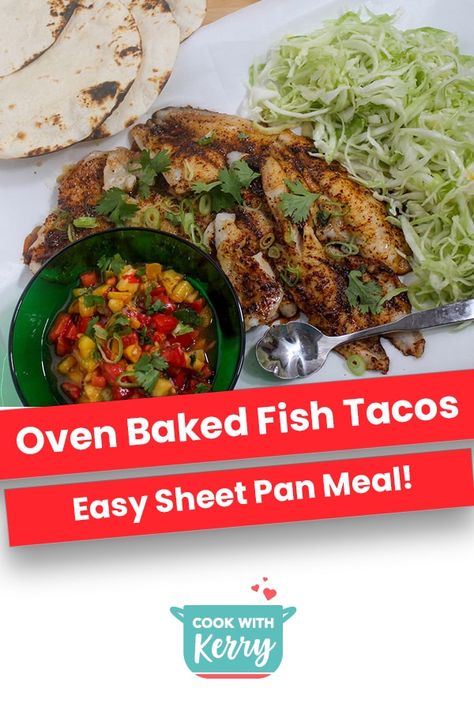 Flounder Tacos, Baked Fish Tacos, Quick Salsa, Oven Baked Fish, Easy Fish Tacos, Grilled Taco, Baked Chicken Breast, Baked Fish, Salsa Recipe